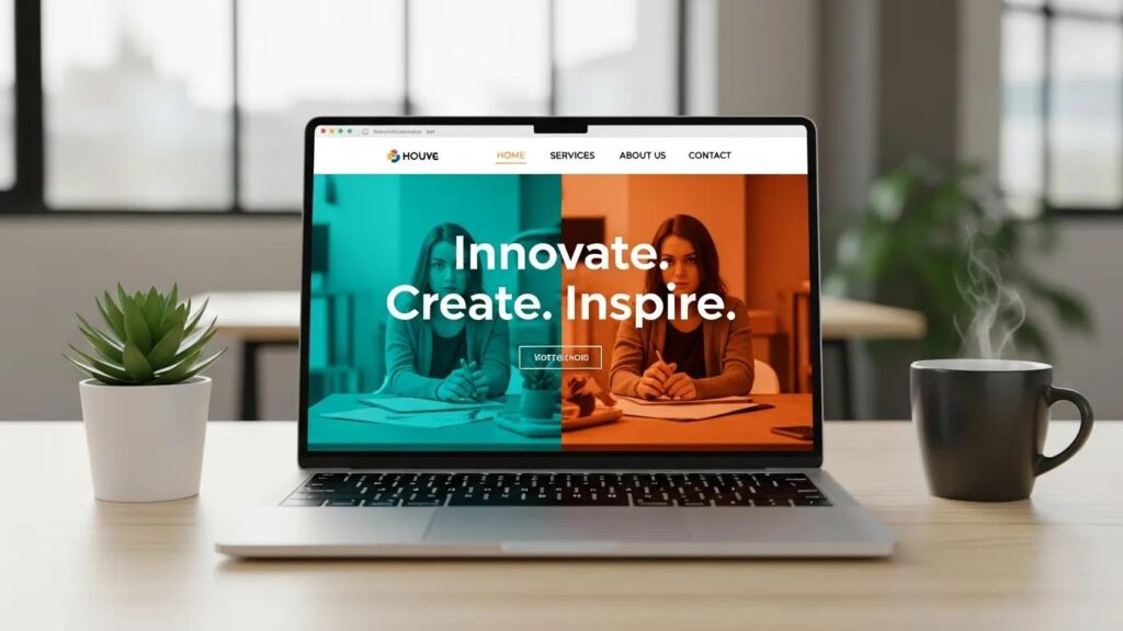 Modern laptop displaying a vibrant website design, emphasizing user-friendly navigation