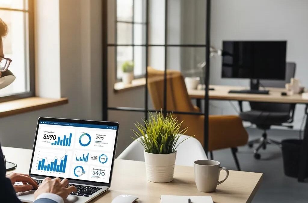 Professional workspace with a person analyzing website performance for business optimization