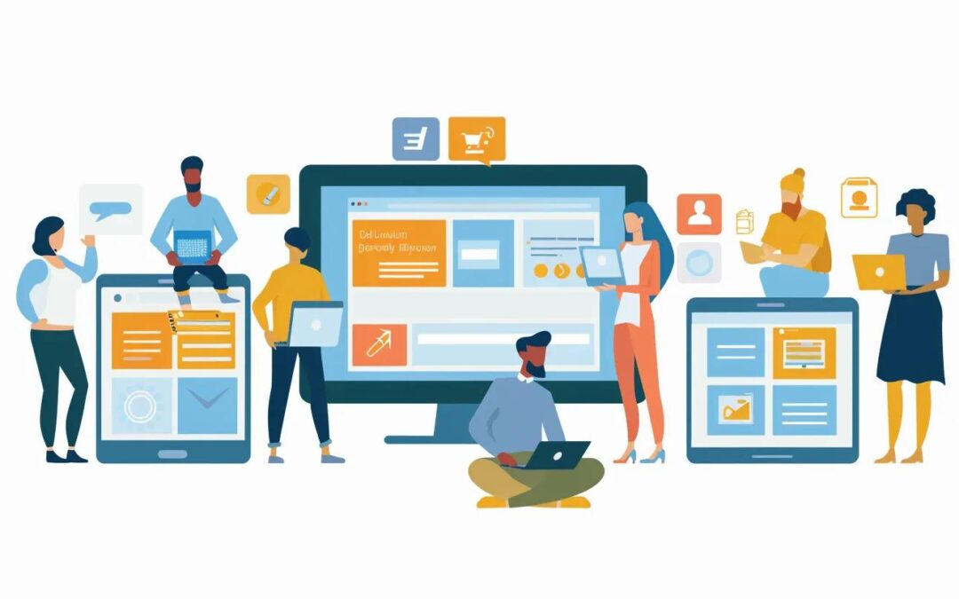 People engaging with responsive websites on multiple devices, highlighting mobile-friendly design