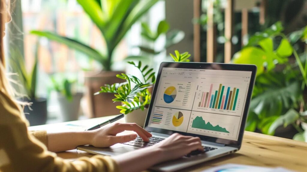 Small business owner reviewing SEO and paid ads strategies in a cozy office