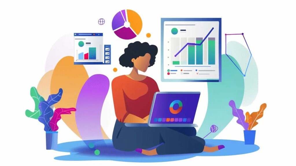 Business owner reviewing website analytics for SEO improvement