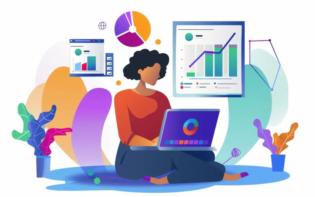 Business owner reviewing website analytics for SEO improvement