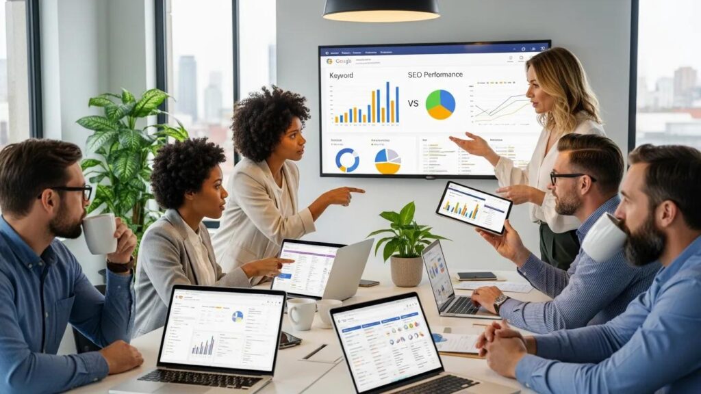 Digital marketing strategy meeting focused on SEO and PPC for Milwaukee businesses
