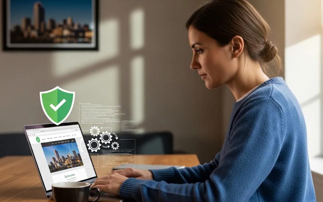 Milwaukee business owner working on website maintenance with security elements